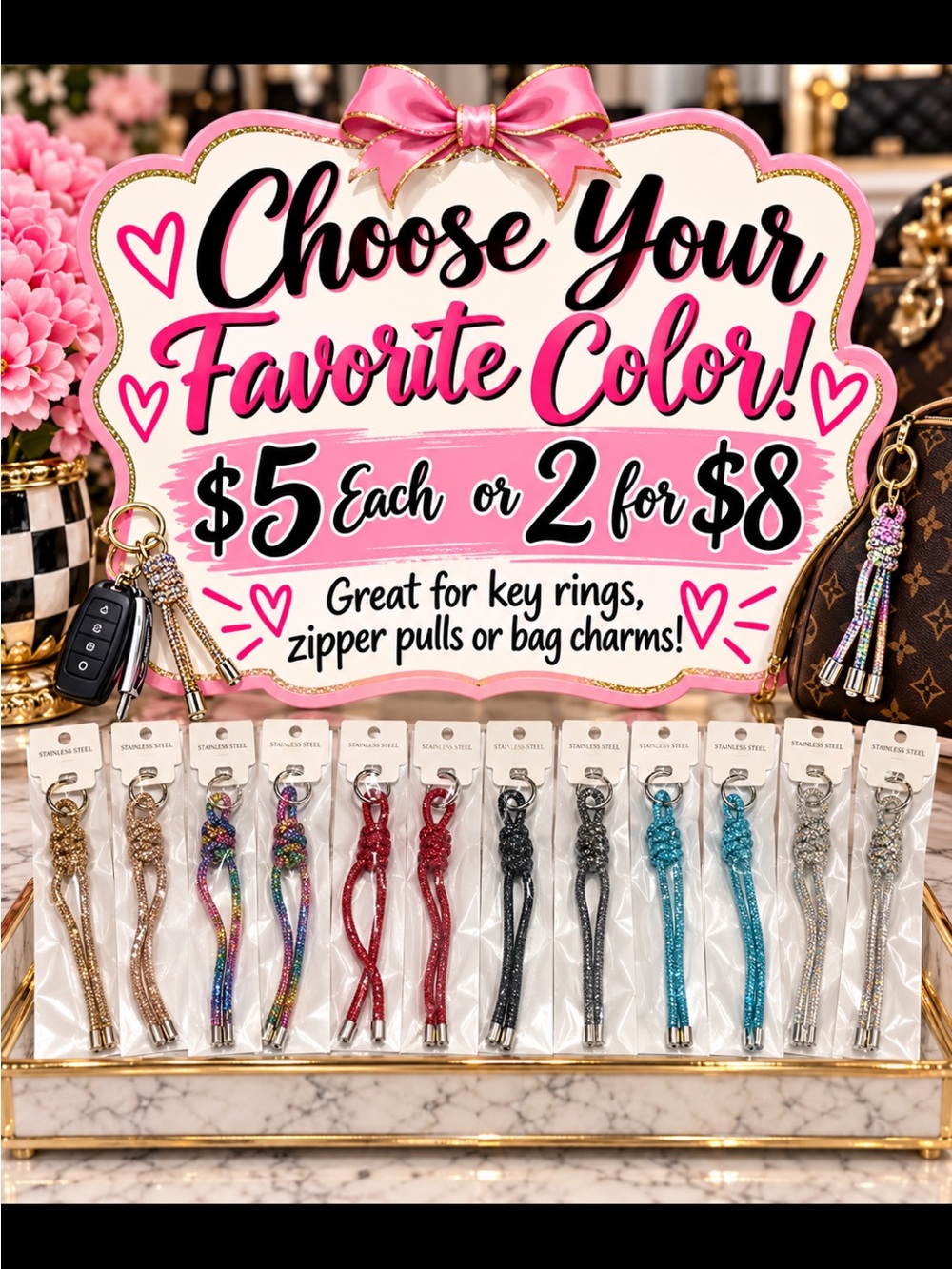 Braided Shiny Tassel Keychain -